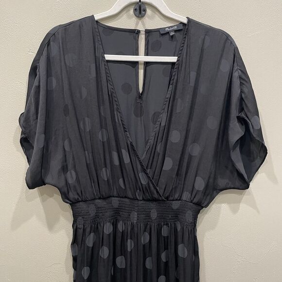 Madewell Wrap-Front Smock-Waist Jumpsuit Dot Jacquard - Size: Medium - Picture 5 of 10